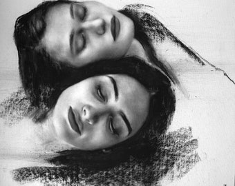 Original charcoal art "Contemporary portraits 5", charcoal drawing