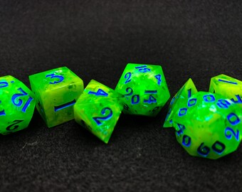 Handmade Polyhedral Dice Acid Breath D&D Dice Set Handmade Polyhedral Dice Acid Breath D&D Dice Set