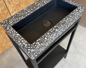 Concrete terrazzo sink and frame