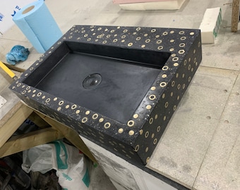 Black & gold concrete sink