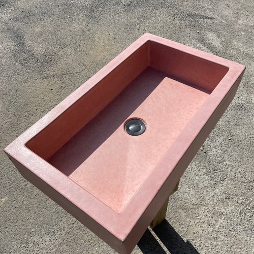 Bathroom Terrazzo Pink Concrete Sink Etsy