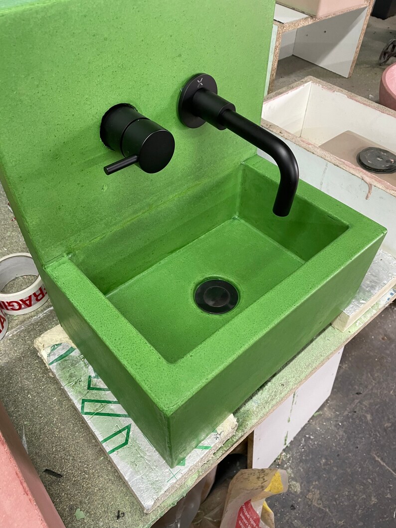 Concrete Sink With Cast Splash Back Etsy