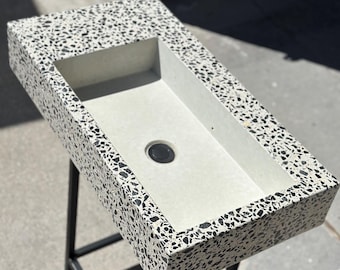 Handmade Black Terrazzo Concrete Sink – Luxury Modern Basin