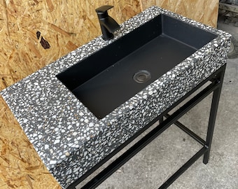 Black terrazzo Concrete sink & frame