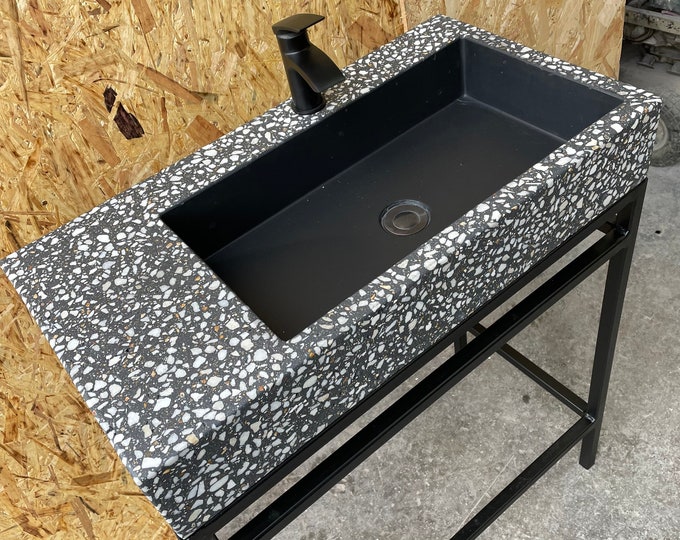 Featured listing image: Black terrazzo Concrete sink & frame