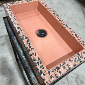 Pink concrete terrazzo sink
