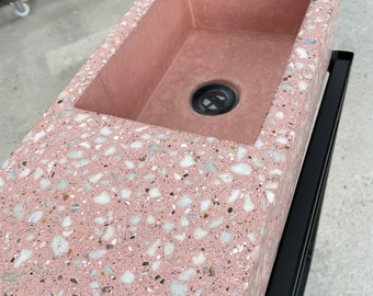 Concrete terrazzo pink sink