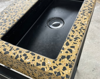 Concrete yellow & black  sink