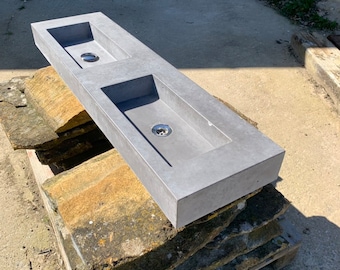 Double vanity concrete sink