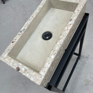 Handmade White Terrazzo Concrete Sink – Modern Luxury Bathroom Basin