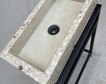 White concrete Terrazzo sink