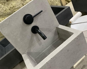 Concrete sink with cast  splash back