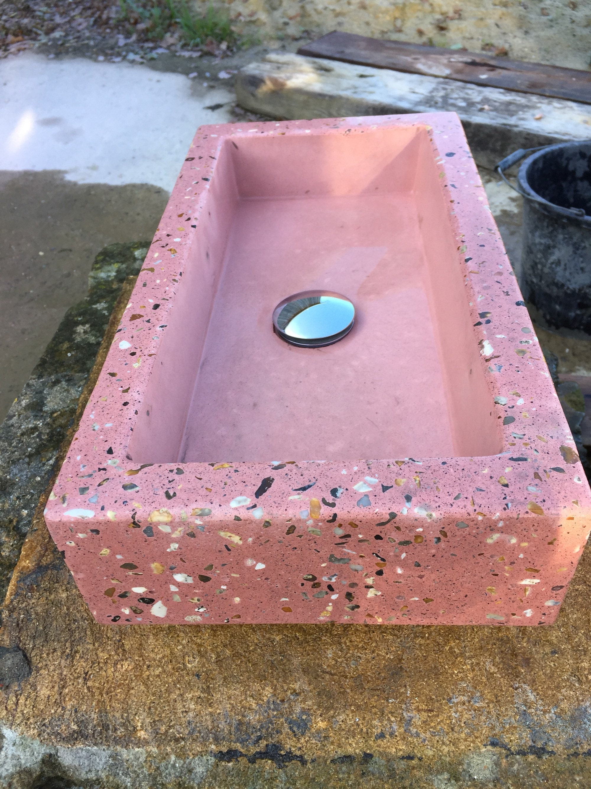 Bathroom Terrazzo pink concrete sink
