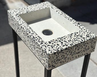 Handmade Black Terrazzo Concrete Sink – Luxury Modern Basin