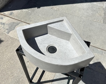 Concrete Bathroom Corner Sink – Space-Saving Handmade Modern Basin