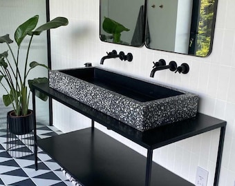 Black terrazzo Concrete sink