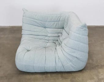 Vintage Togo Corner Seat by Michel Ducaroy | Light Blue Postmodern Lounge Chair