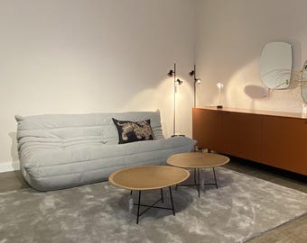 Conjunto de sofá seccional Togo gris claro: sofá modular de 3 piezas para suelo, de tela.