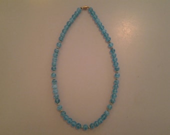 VINTAGE BLUE GLASS Beaded Necklace