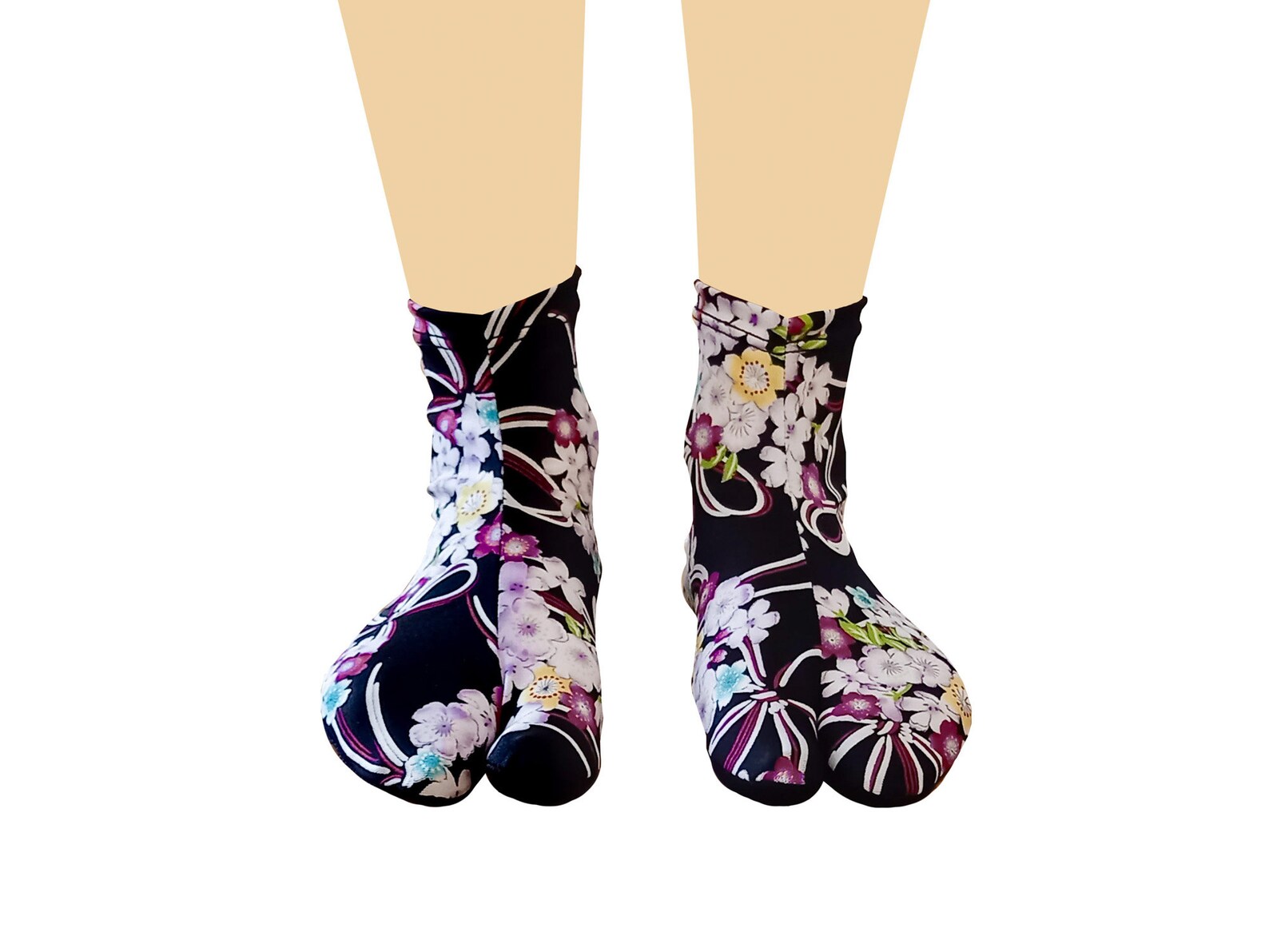 Floral black Japanese Tabi socks Women fancy funny kimono Etsy