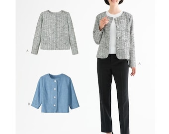 Sewing pattern collarless jacket - Women's short jacket