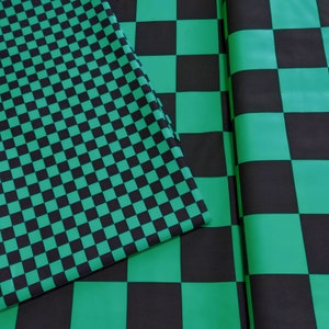 Japanese geometric fabric by the Yard check green black