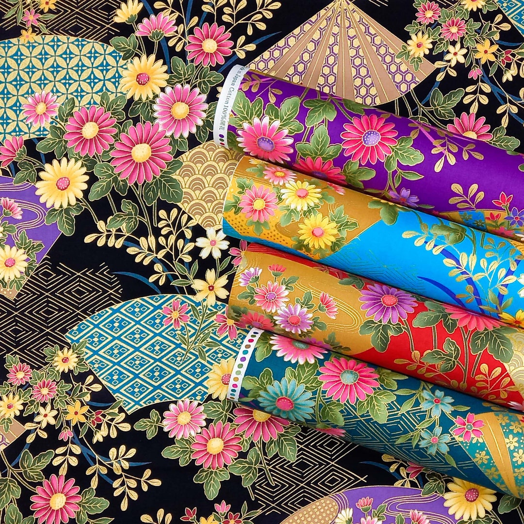 Japanese Fabric by the Yard Japanese Decorative Fabric Meter Floral