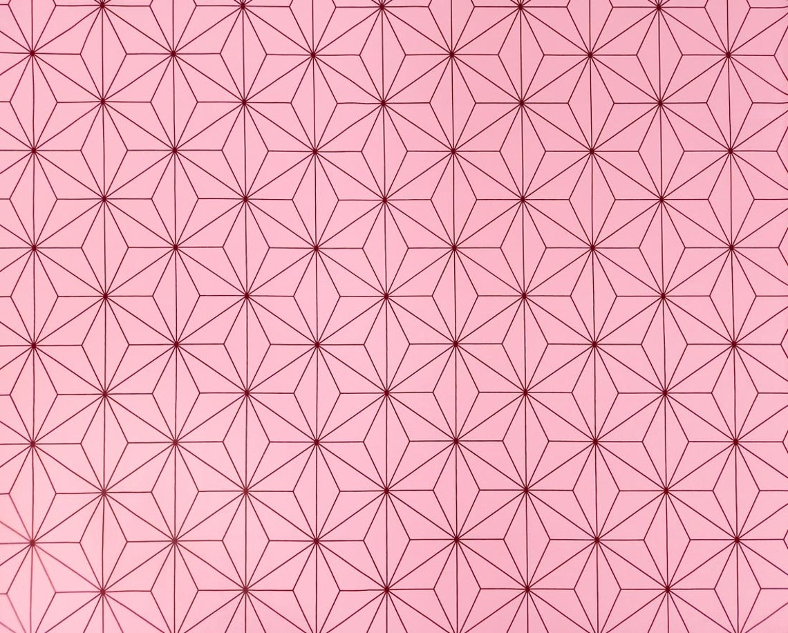 Japanese Geometric Fabric by the Yard Pink Asanoha - Etsy