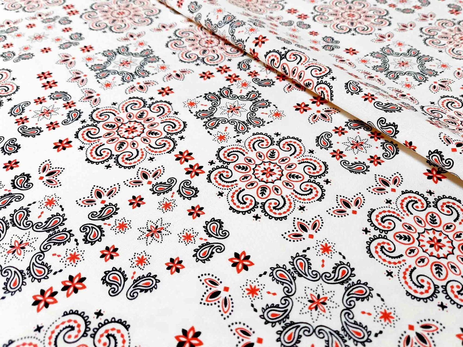 Bandana fabric white off Paisley Japanese cashmere pattern Etsy