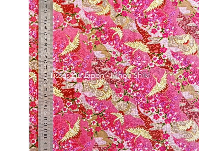 Tissu Japonais Petit Oiseau Asiatique Rose 12 Mètre 12 Mètre