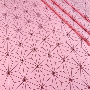 Japanese geometric fabric by the Yard Pink Asanoha