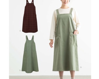 Beginner Pattern Dress Apron, Pinafore Apron, Dress with Pockets