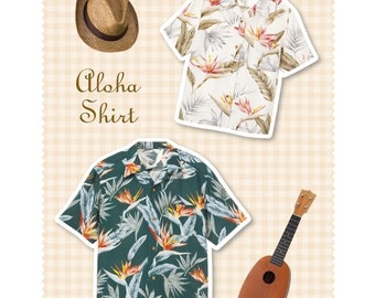 Aloha shirt pattern - Men's women's shirt - Beginner sewing pattern - Unisex Aloha shirt - Hawaiian shirt