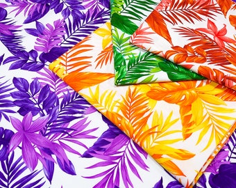 Flower fabric by the yard Hawaiian pattern - Plant pattern fabric - Tropical plant - Exotic plant - 140cm