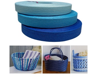 Japanese Craft Paper - Japanese Paper tape - Blue Paper Basketry - Blue Corrugated Cardboard - Kraft Paper band - By the meter