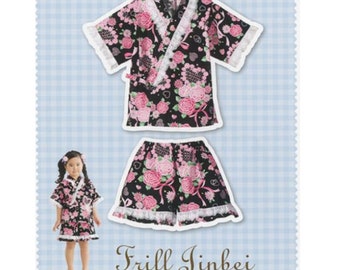 Sewing pattern beginner Jinbei girl, Kimono shirt, girl's bermuda - Kimono shirt - Girls' summer clothing