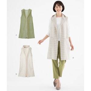 Sewing pattern Long sleeveless cardigan - Sleeveless shirts - Women's shirt - Gilet