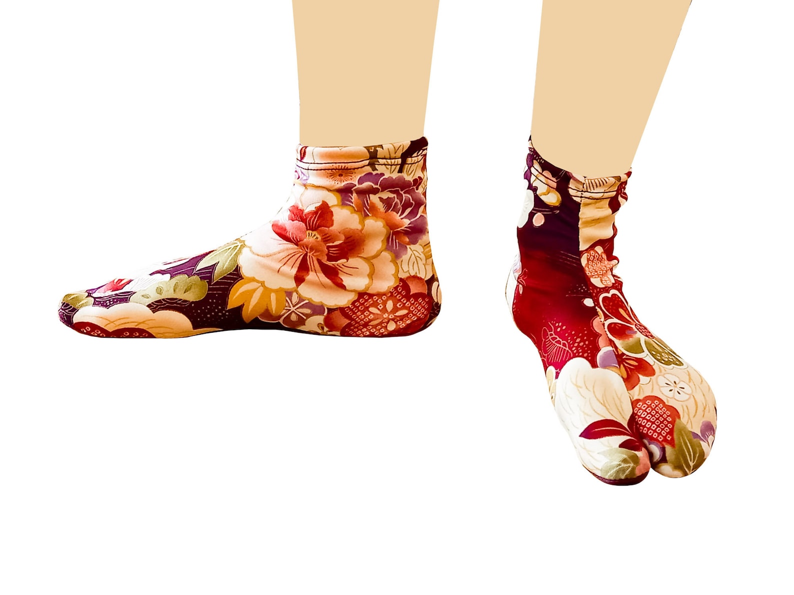 Floral red Japanese Tabi socks Women fancy funny kimono Etsy