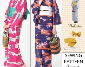 Sewing pattern Woman Yukata Kimono Obi belt