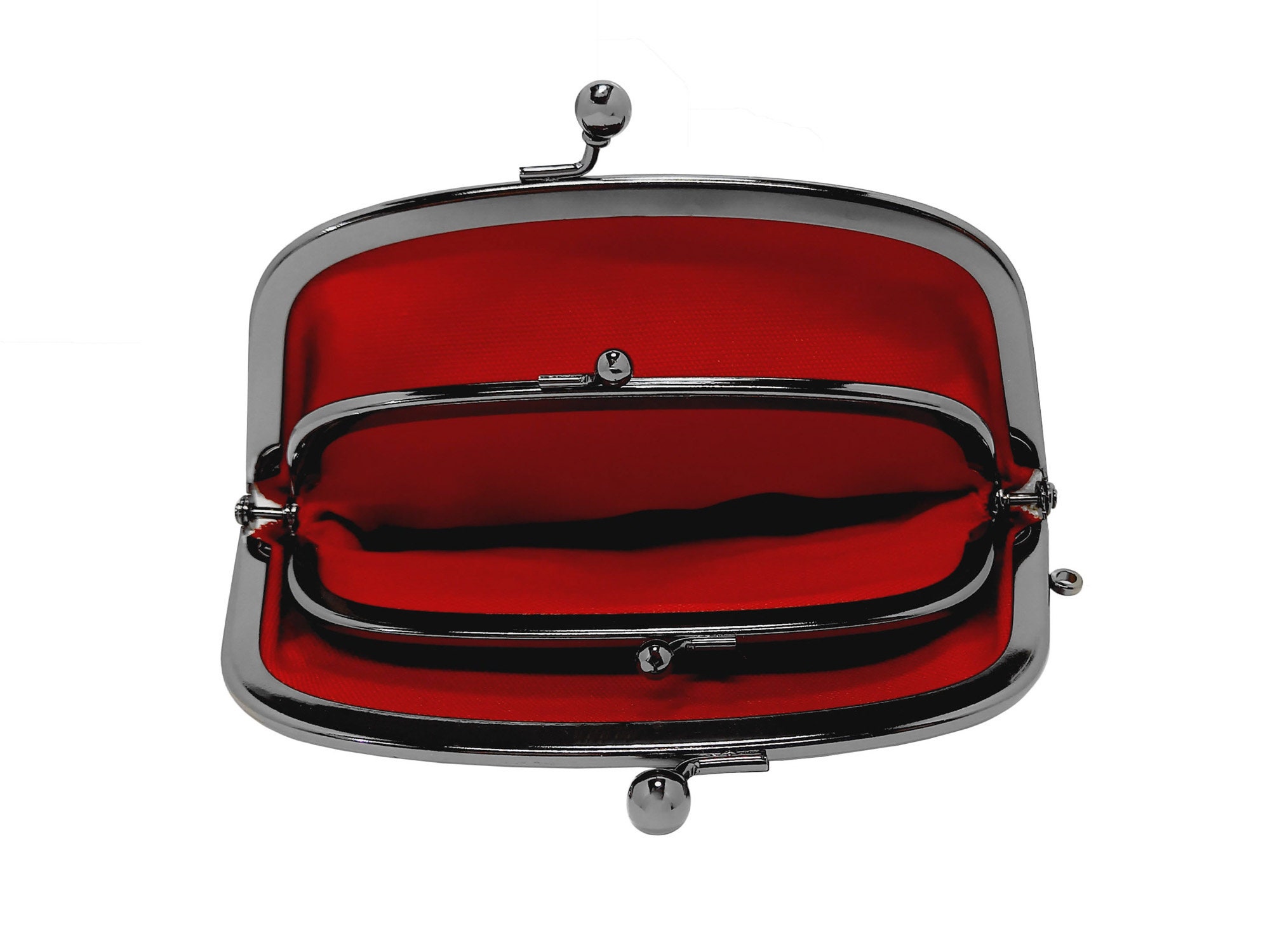 Large coin purse women white fabric flower double clasp Etsy