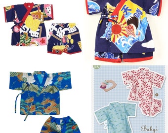Japanese sewing pattern - Jinbei babies pattern - Kimono shirt - Baby shorts - Beginner pattern