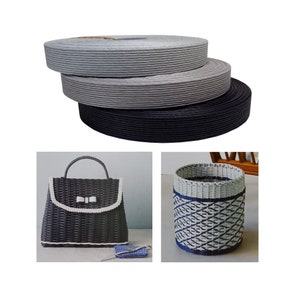 Paper Weaving craft band - Gray Cardstock - Black Recycled Kraft Paper - White Corrugated Cardboard - Craft band - By the meter
