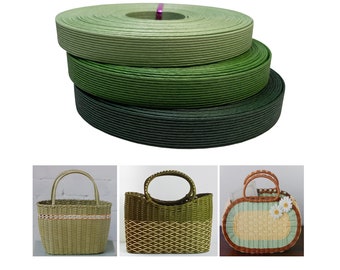 Green Cardboard craft Paper - Green Paper Basketry - Green Corrugated Cardboard - Japanese Craft band - Paper Craft band - By the meter