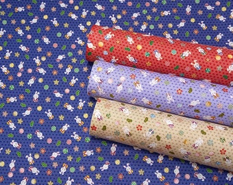 Japanese Fabric by the Meter  - Asian Fabric by the yard - Rabbit, bunny, Asanoha