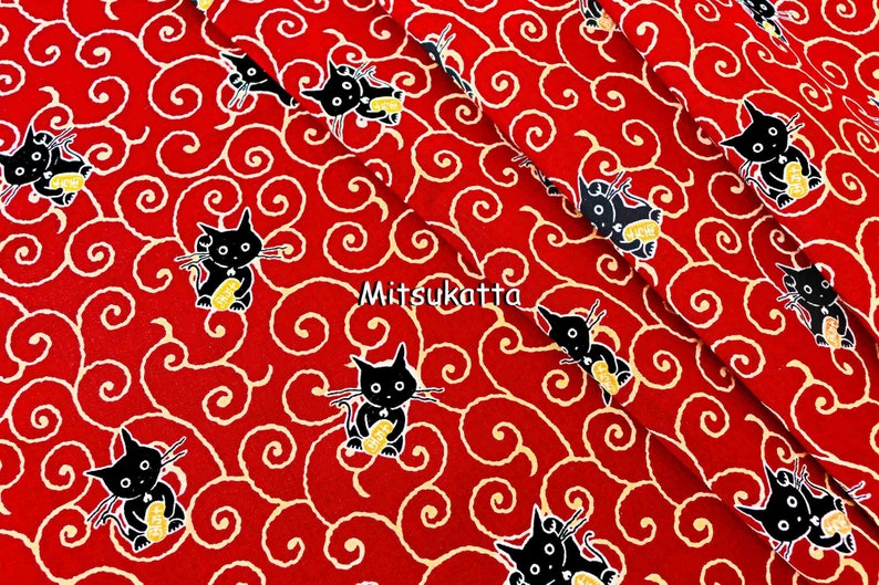 maneki neko fabric