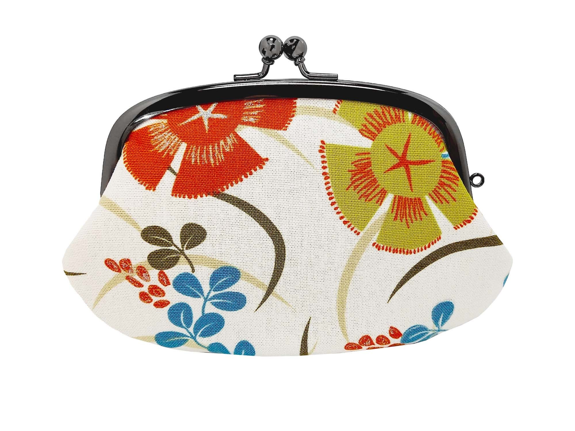 Large coin purse women white fabric flower double clasp Etsy