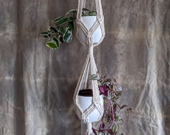 Vintage-Inspired *Double* Macrame Plant Hanger