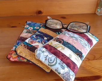 Patchwork women's glasses case, red suede glasses case, colorful glasses case, three models to choose from