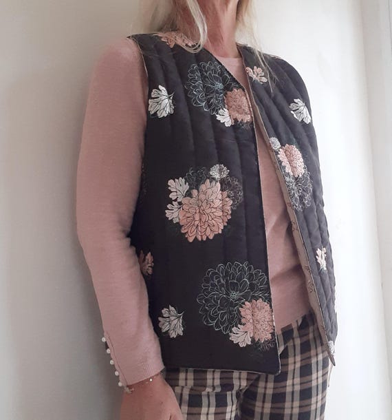 Gilet sans manche femme en tissu coton matelassé, gilet sans tissu