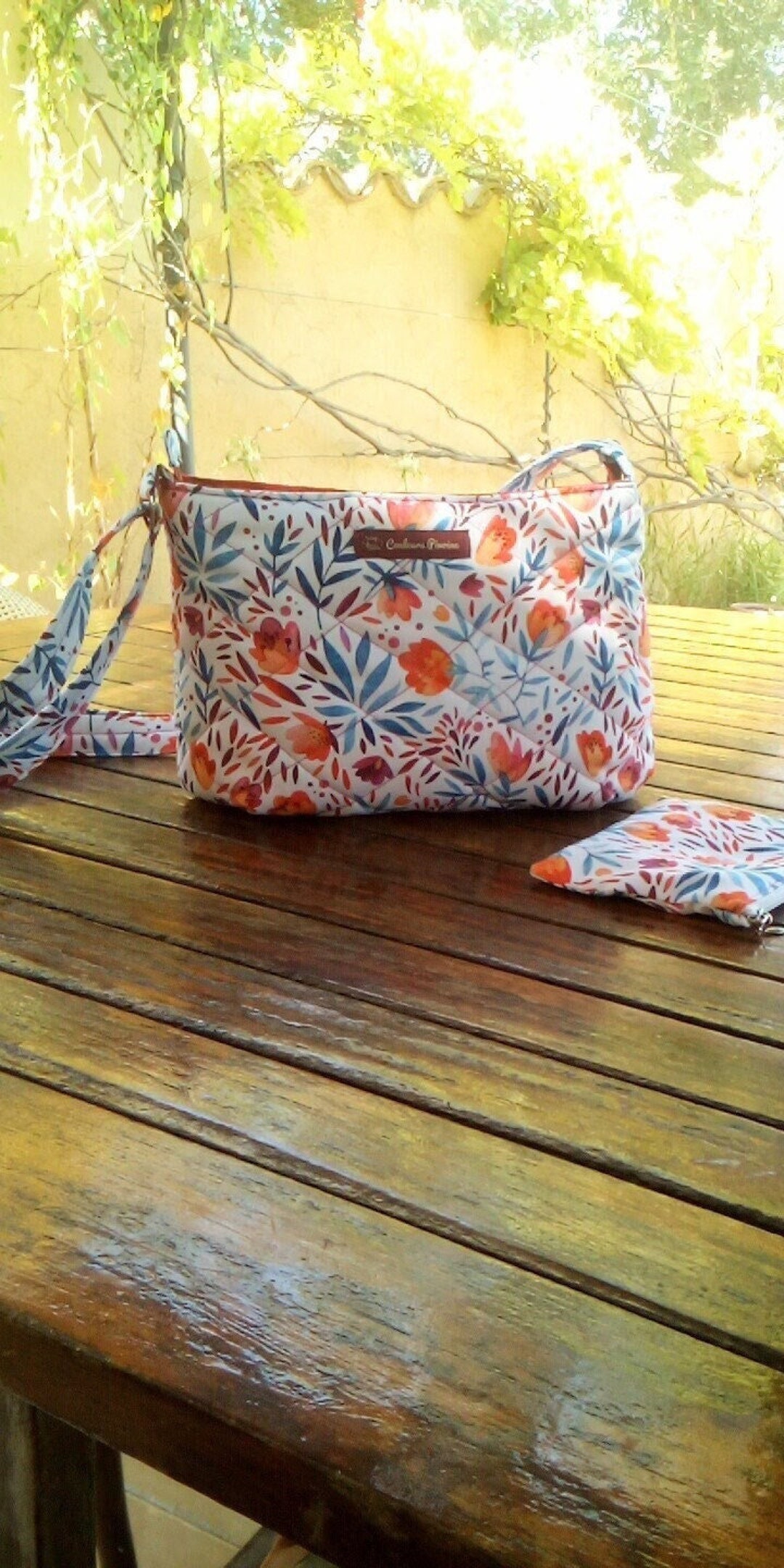 Sac bandouli re femme en tissu fleuri sac main zipp